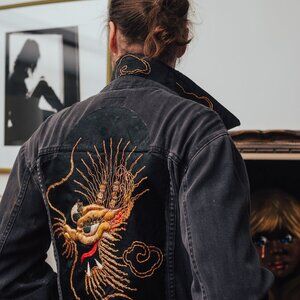 Embroidered Dragon Denim Jacket – Statement Piece